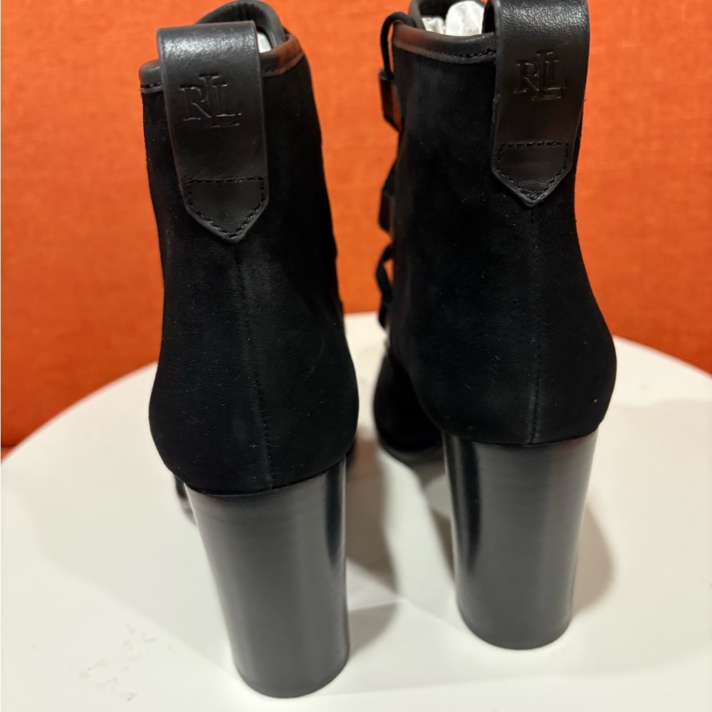 Lauren Ralph Lauren Black Heeled Mabel Boots NWT - Picture 7 of 15